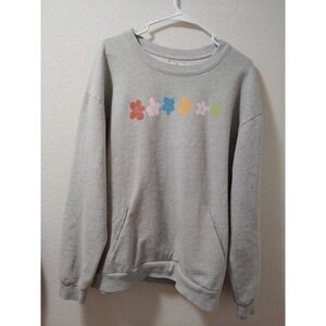 Lonely Ghost Oversized Sweatshirt Flowers Lonely Spellout Women's Large Gray USA